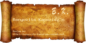 Benyovits Kasszián névjegykártya
